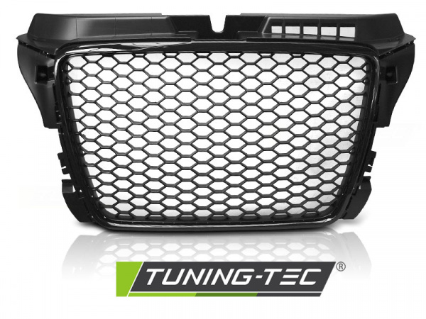 Upgrade Sportgrill / Kühlergrill für Audi A3 8P Facelift 08-12 Hochglanz schwarz in Wabendesign